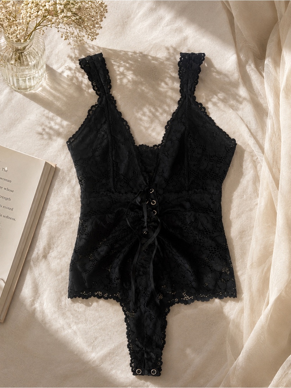Free People Intimately | Gazey Eyes Bodysuit Black Lace | XS